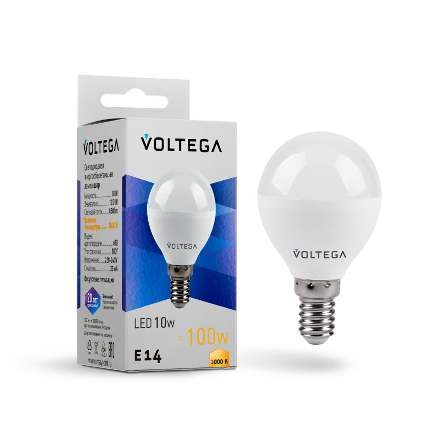 Лампочка Voltega 7231 Voltega Globe 10W Белый