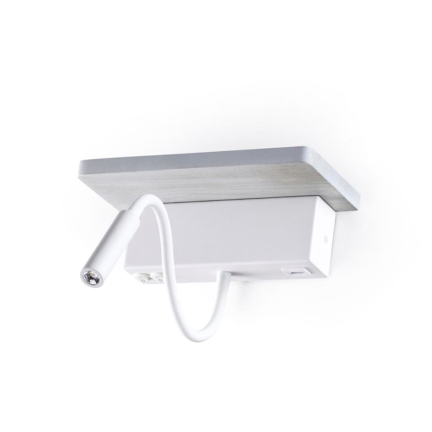 Настенный светильник-полка с подсветкой/USB ODEON LIGHT 3869/8WL WOODY Дерево седой дуб с белым