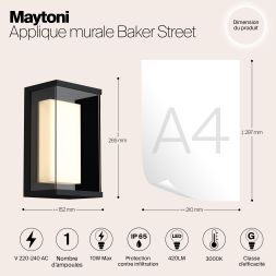 Настенный светильник (бра) Outdoor O021WL-L10B4K MAYTONI Baker Street Черный