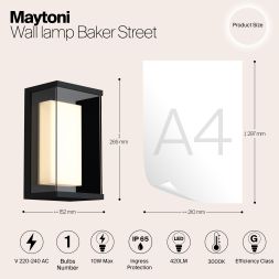 Настенный светильник (бра) Outdoor O021WL-L10B4K MAYTONI Baker Street Черный
