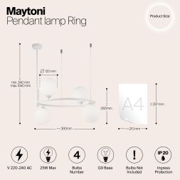 Подвесной светильник Maytoni MOD013PL-04W Maytoni Ring Белый