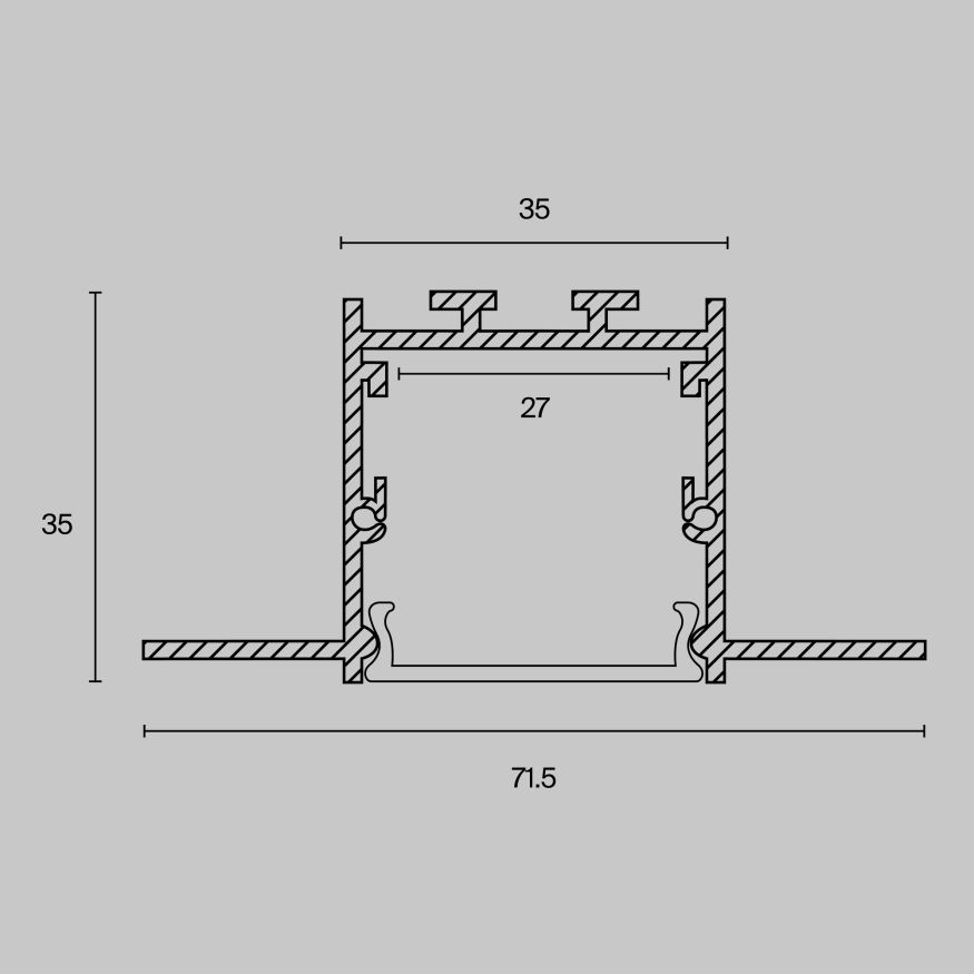 Профиль Led Strip ALM-7135-S-2M MAYTONI Встраиваемый со скрытым фланцем профиль Серебро
