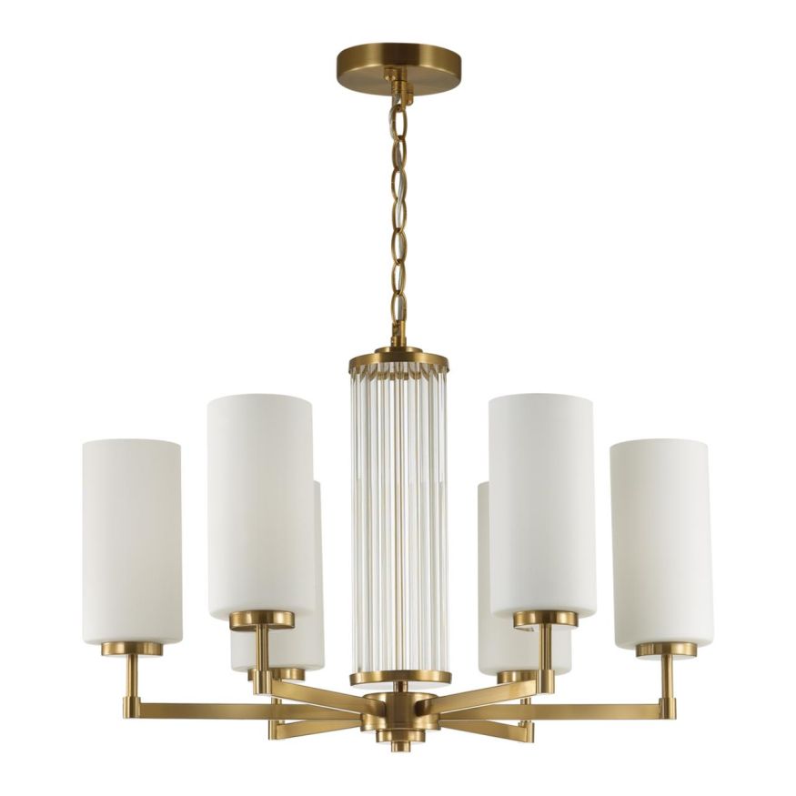 Люстра ODEON LIGHT 4990/6 KASALI матов. золотой/белый/стекло