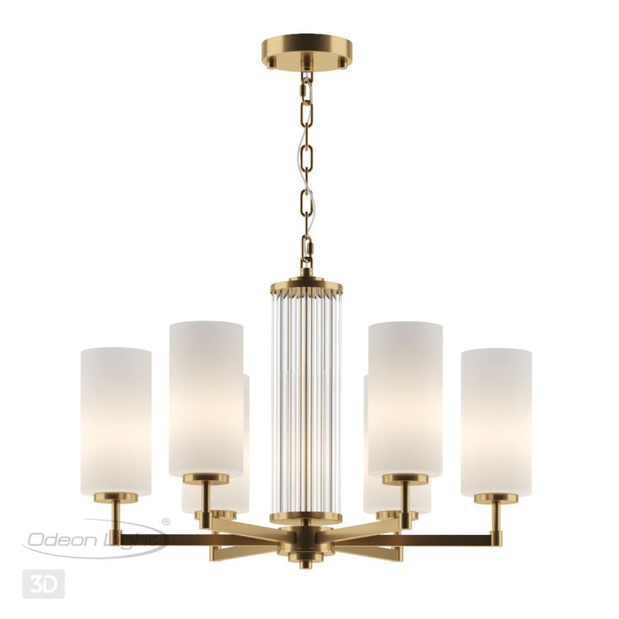 Люстра ODEON LIGHT 4990/6 KASALI матов. золотой/белый/стекло