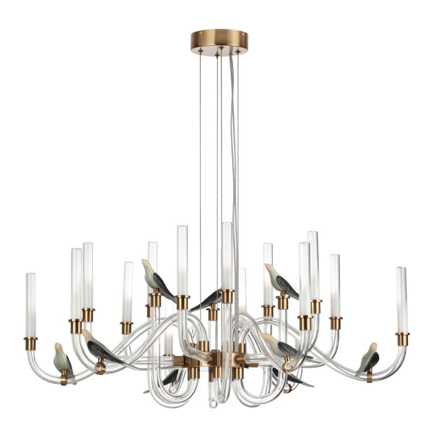Люстра ODEON LIGHT EXCLUSIVE 5431/37L LARK золотой (под латунь)/бежевый/зеленый/белый градиент