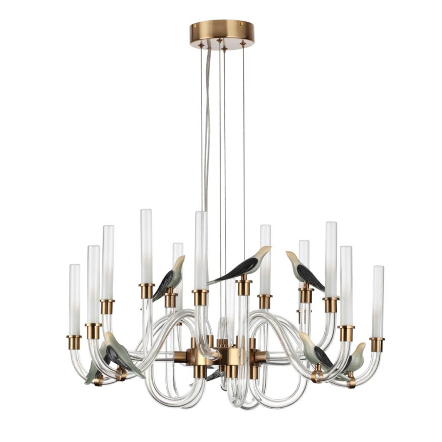 Люстра ODEON LIGHT EXCLUSIVE 5431/30L LARK золотой (под латунь)/бежевый/зеленый/белый градиент