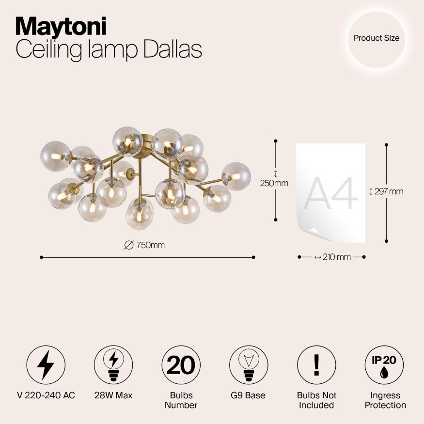 Потолочный светильник Maytoni MOD545PL-20G Maytoni Dallas Золото