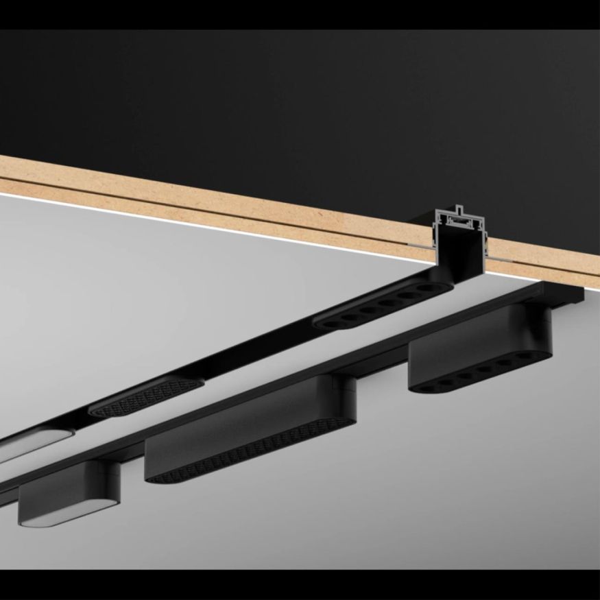 Низковольтный шинопровод для встраиваемого монтажа в ГКЛ, длина 2м NOVOTECH 135199 SMAL черный