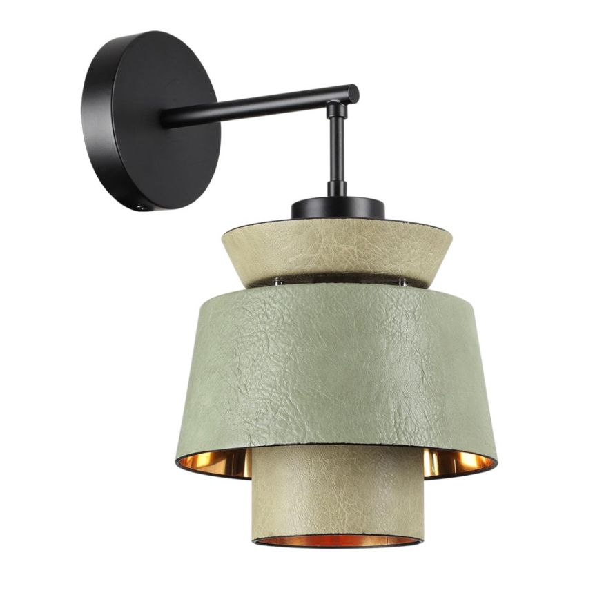 Бра ODEON LIGHT 4992/1WA KRESSA черный/зеленый//золотой/металл/экокожа