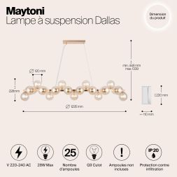 Подвесной светильник Maytoni MOD547PL-25G Maytoni Dallas Золото