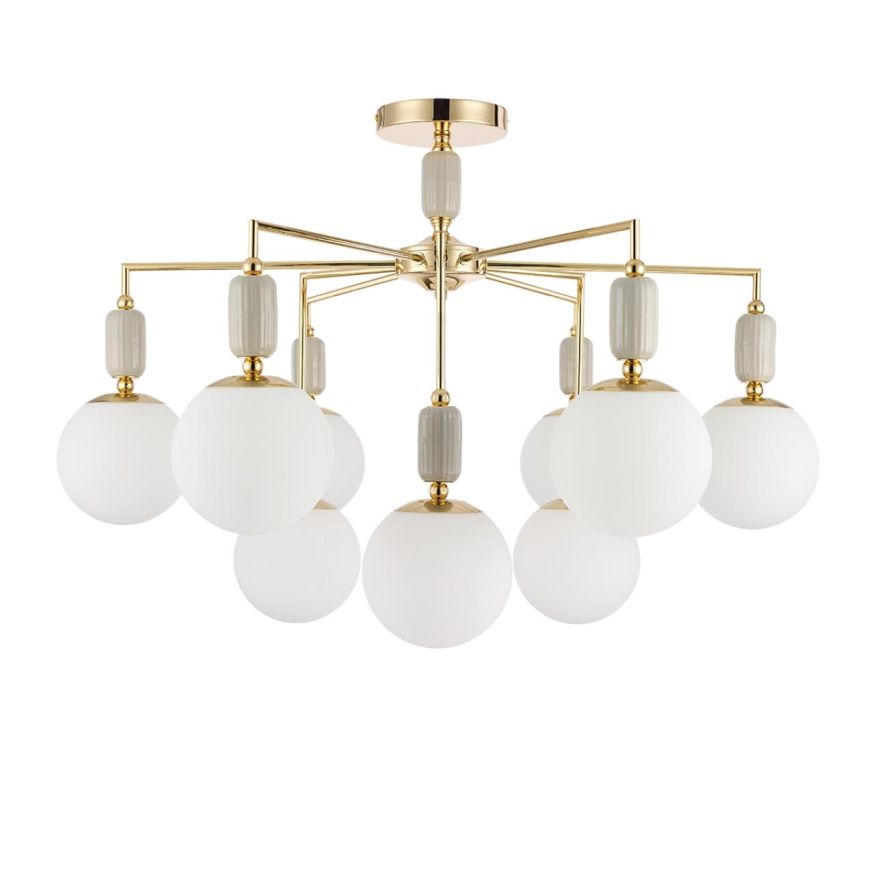 Люстра потолочная LUMION 6580/9C VIVIEN французское золото, серый, белый