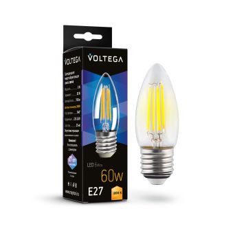 Лампочка Voltega 7208 Voltega Candle matt 6W Прозрачный