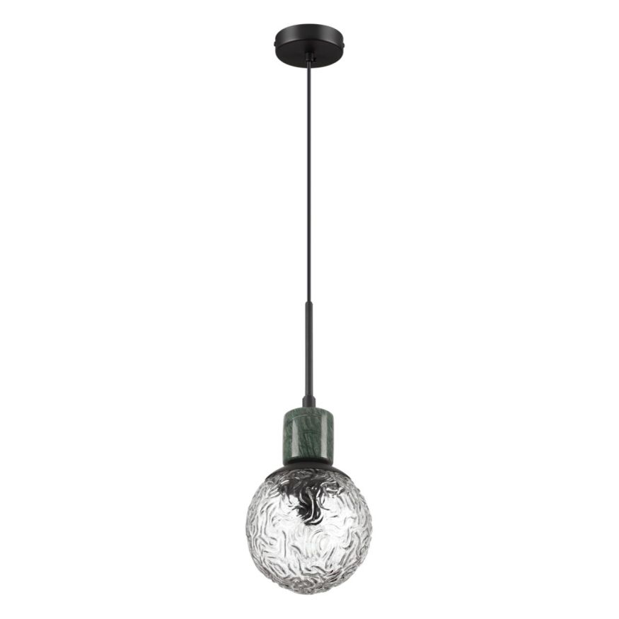 Подвес ODEON LIGHT 5026/1 GREENI черный матовый/темно-зеленый/прозрачный/металл/мрамор/стекло