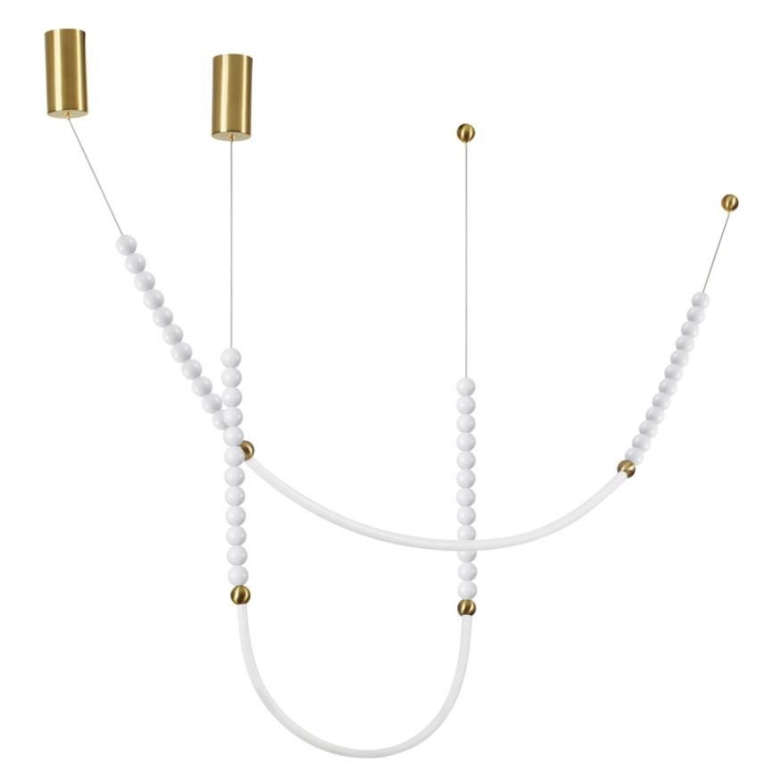 Подвесные ODEON LIGHT 6639/24CL MONELLA металл/античная бронза/белые бусы из акрила