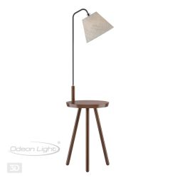 Торшер со столиком ODEON LIGHT 4666/1F KALDA темное дерево/рогожка