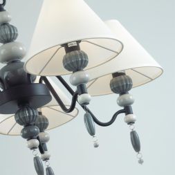 Люстра ODEON LIGHT EXCLUSIVE 4896/5 Sochi черный матовый/светло-серый/серый/молочный