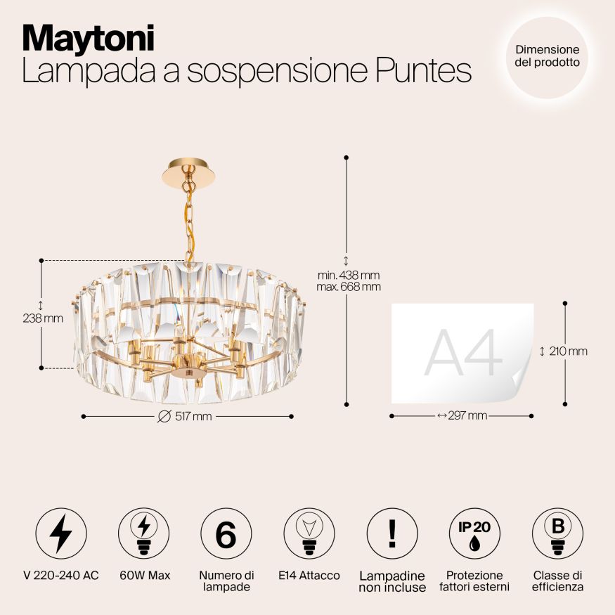 Подвесной светильник Maytoni MOD043PL-06G Maytoni Puntes Золото
