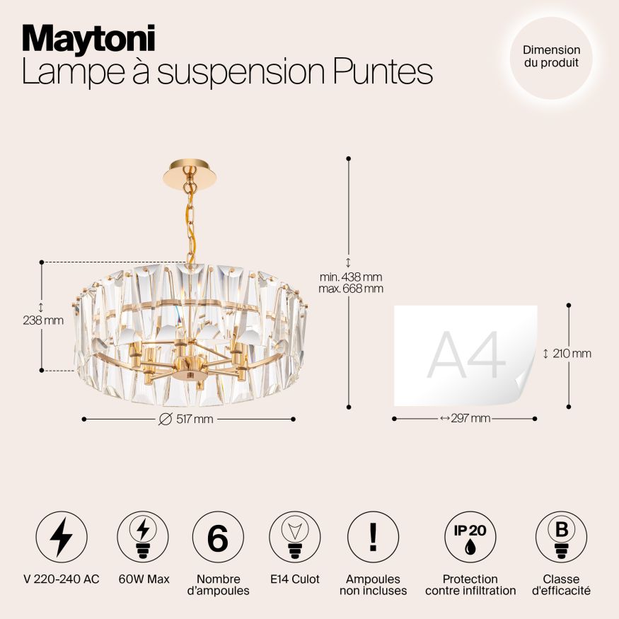 Подвесной светильник Maytoni MOD043PL-06G Maytoni Puntes Золото