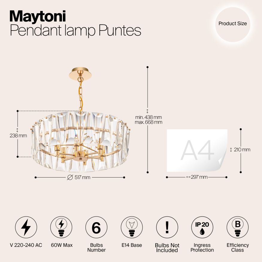 Подвесной светильник Maytoni MOD043PL-06G Maytoni Puntes Золото
