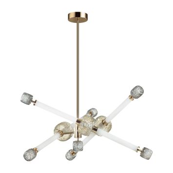 Люстра ODEON LIGHT EXCLUSIVE 5426/54CL KLIFF золотой/белый/дымчатый/коньячный