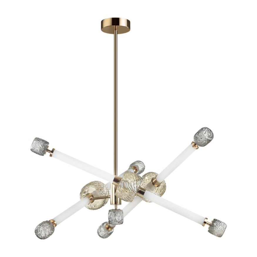 Люстра ODEON LIGHT EXCLUSIVE 5426/54CL KLIFF золотой/белый/дымчатый/коньячный