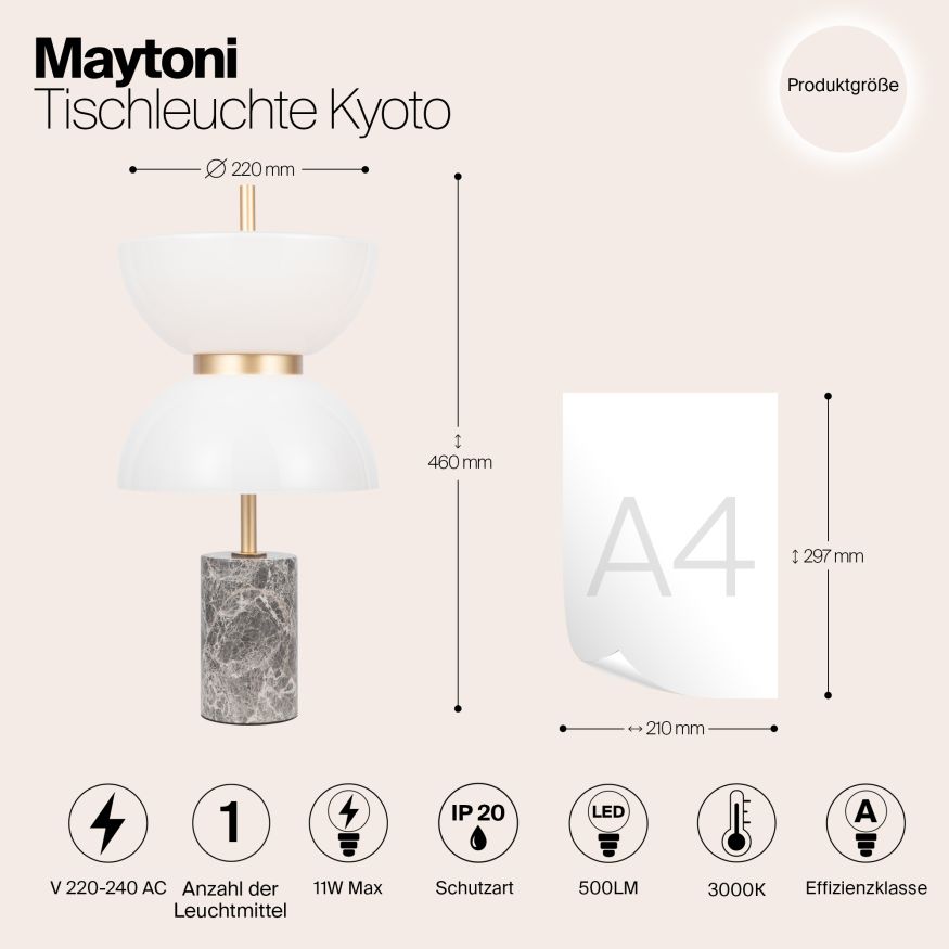 Настольный светильник Maytoni MOD178TL-L11GR3K Maytoni Kyoto Золото и серый