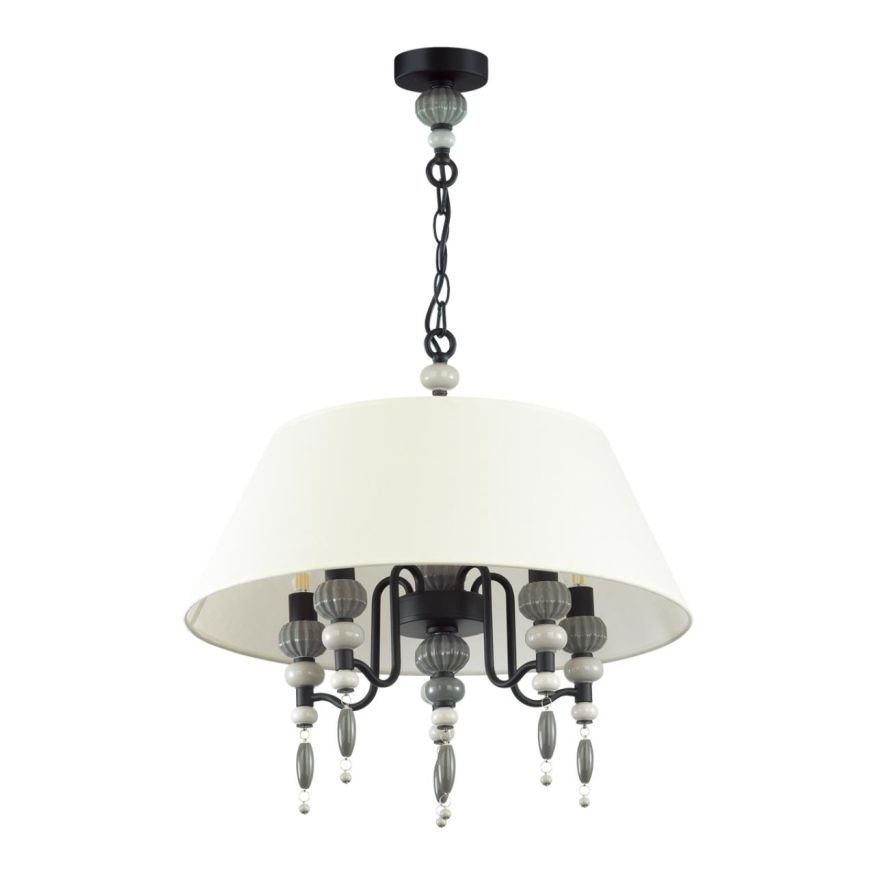 Люстра ODEON LIGHT EXCLUSIVE 4896/5A Sochi черный матовый/светло-серый/серый/молочный
