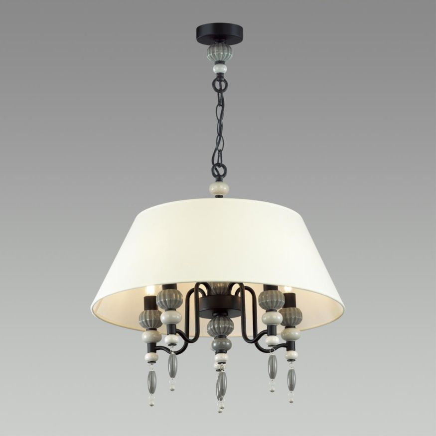 Люстра ODEON LIGHT EXCLUSIVE 4896/5A Sochi черный матовый/светло-серый/серый/молочный