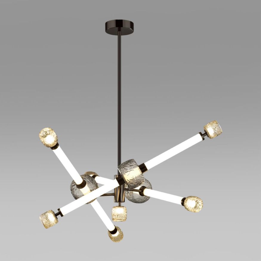 Люстра ODEON LIGHT EXCLUSIVE 5427/54CL KLIFF черный хром/белый/дымчатый/коньячный