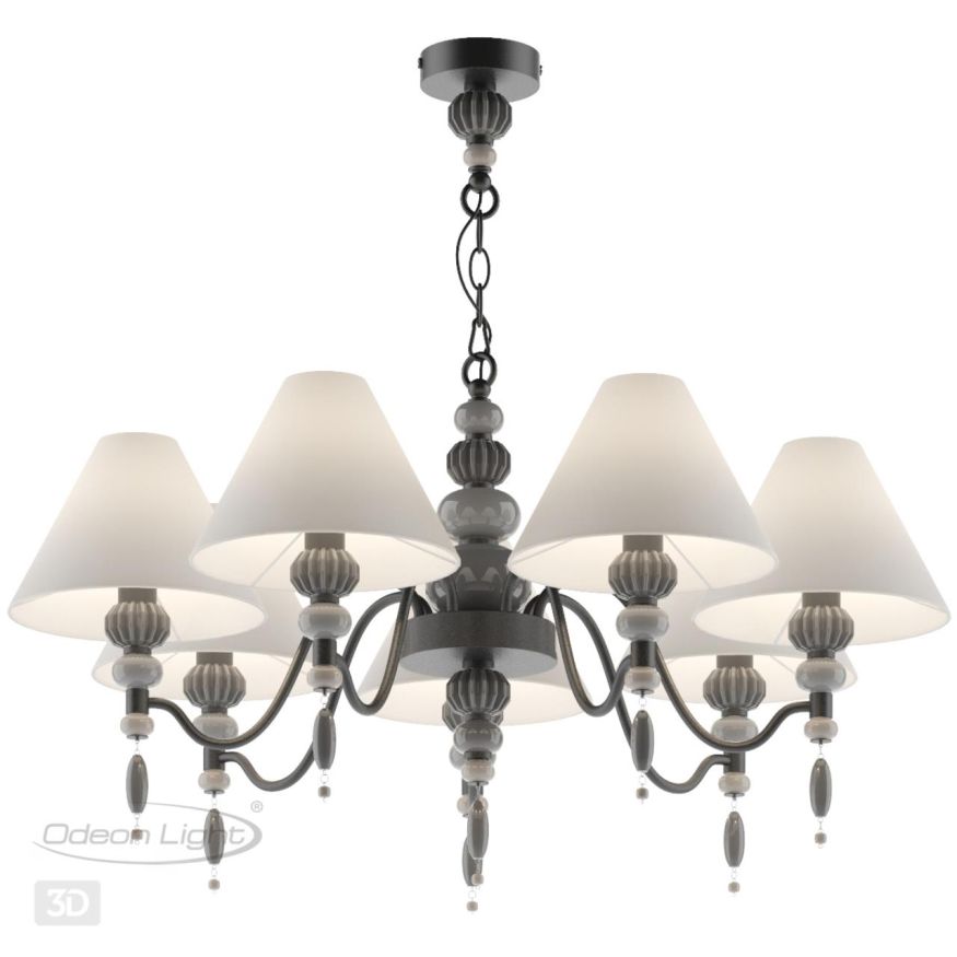 Люстра ODEON LIGHT EXCLUSIVE 4896/7 Sochi черный матовый/светло-серый/серый/молочный
