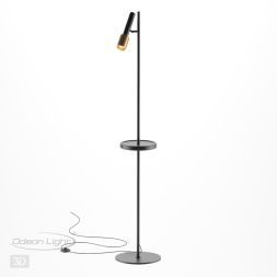 Торшер с полкой/USB ODEON LIGHT 4240/1F MEHARI черный/золотистый/металл