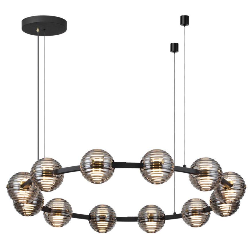 Люстра ODEON LIGHT 5041/120L TRONI черн./золото/дымчатый