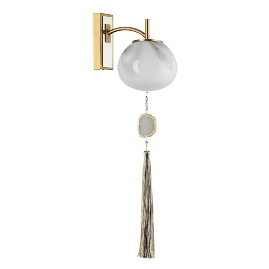 Бра ODEON LIGHT EXCLUSIVE 5432/1W FIOLENT золотой(под латунь)/стекло/кисточка/агат