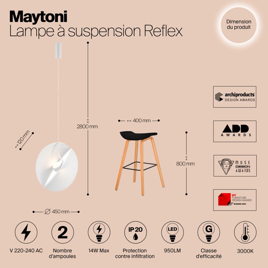 Подвесной светильник Maytoni MOD154PL-L6W3K Maytoni Reflex Белый