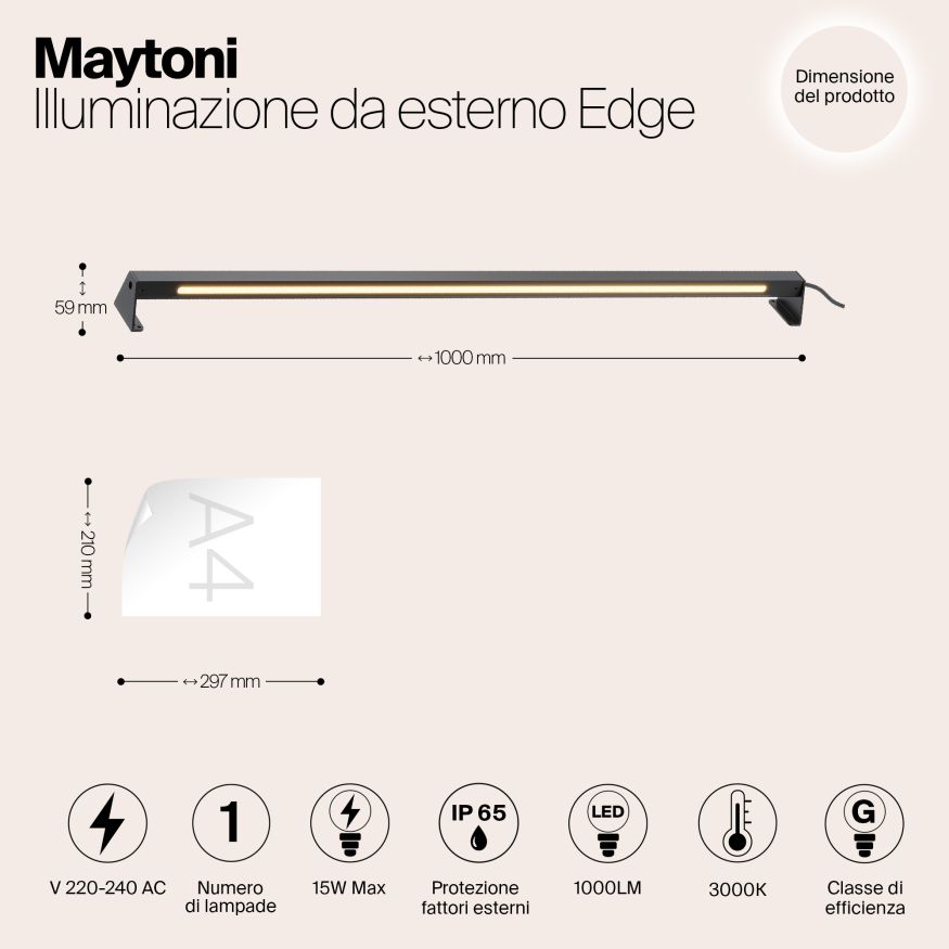 Ландшафтный светильник Outdoor O415FL-L15B3K MAYTONI Edge Черный