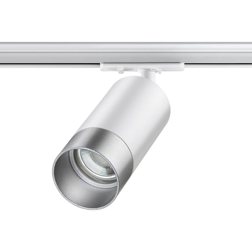 Светильник трековый для однофазного двухжильного (универсального) шинопровода NOVOTECH 370862 SLIM белый/серебро