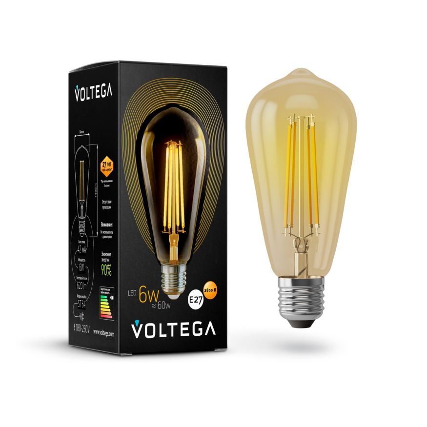Лампочка Voltega 5526 Voltega ST64 Тонированный