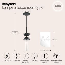 Подвесной светильник Maytoni MOD178PL-01B Maytoni Kyoto Черный