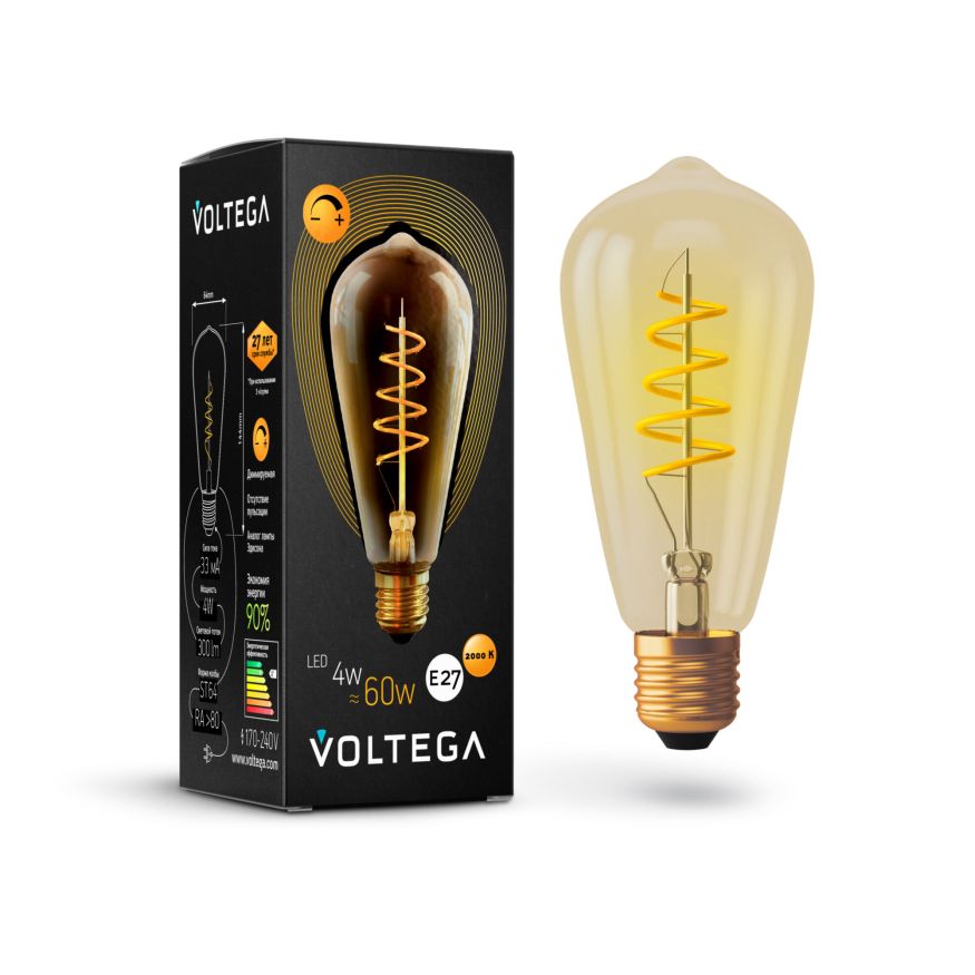 Лампочка Voltega 7077 Voltega ST64 Тонированный