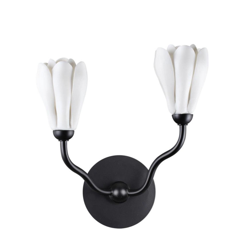 Бра ODEON LIGHT 5090/2W GARDI черный мат./белый/фарфор