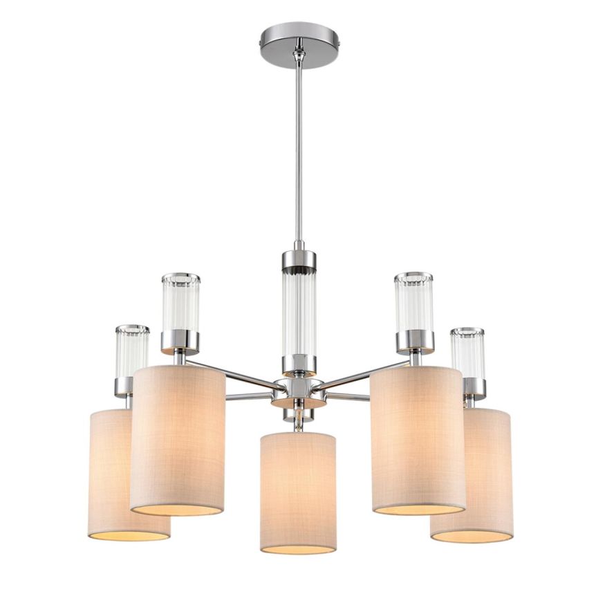 Люстра подвесная LUMION 6585/5 ARNIKA хром, бежевый