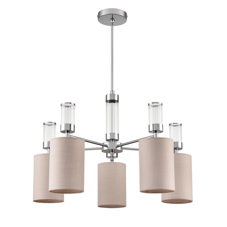 Люстра подвесная LUMION 6585/5 ARNIKA хром, бежевый