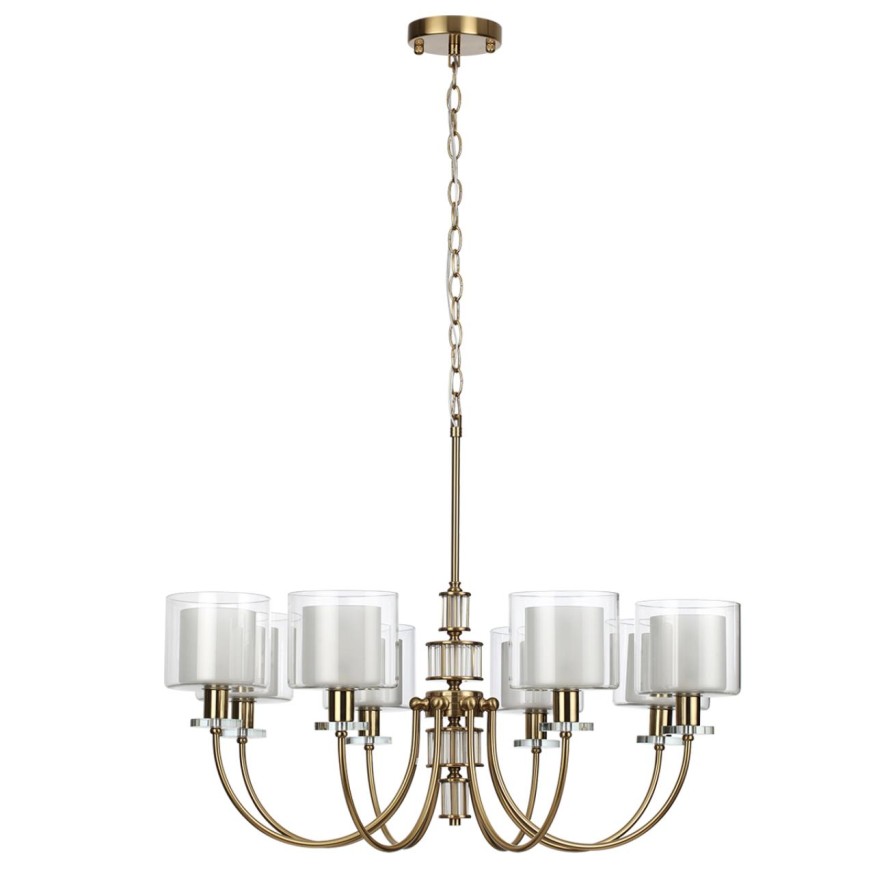 Люстра ODEON LIGHT 5088/8 SAGA античная бронза/стекло/прозрачный/белый