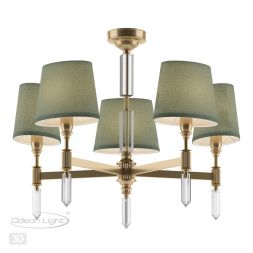 Люстра ODEON LIGHT EXCLUSIVE 4887/5 LONDON бронзовый/зеленый/абажур ткань