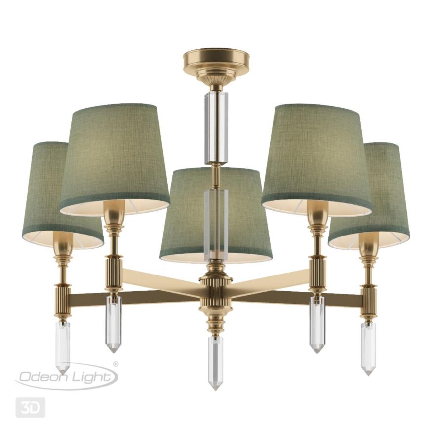 Люстра ODEON LIGHT EXCLUSIVE 4887/5 LONDON бронзовый/зеленый/абажур ткань