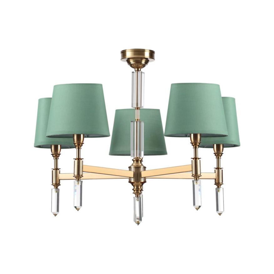 Люстра ODEON LIGHT EXCLUSIVE 4887/5 LONDON бронзовый/зеленый/абажур ткань