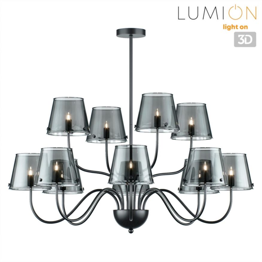 Люстра потолочная LUMION 6570/12C SMOKY черный, дымчатый