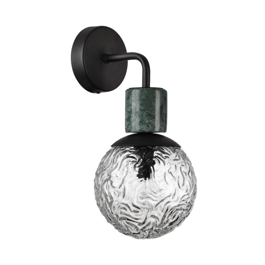 Бра ODEON LIGHT 5026/1W GREENI черный матовый/темно-зеленый/прозрачный/металл/мрамор/стекло