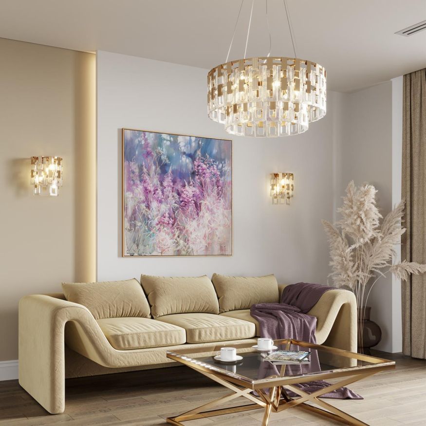 Люстра ODEON LIGHT 4989/10 BUCKLE золотой/стекло