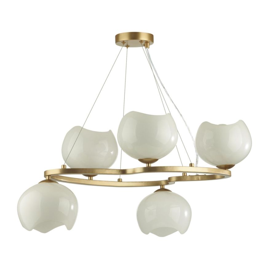 Люстра ODEON LIGHT EXCLUSIVE 4873/5 WATERLILY золотой/белый/стекло
